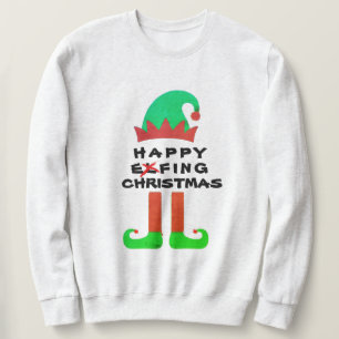 Elf Santa Lycklig Effing jul Sweatshirt