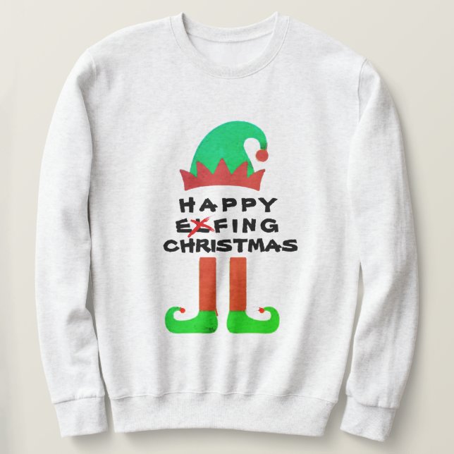 Elf Santa Lycklig Effing jul Sweatshirt (Design framsida)