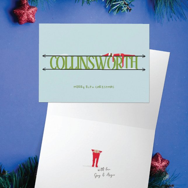 Elf Shenanigans Namn-Grönt och blå mappning Kort (Skapare uppladdad)