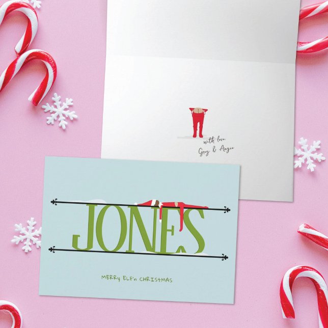 Elf Shenanigans Namn-Grönt och blått mappkort Kort (Skapare uppladdad)