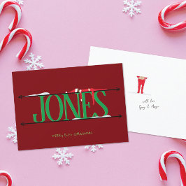 Elf Shenanigans Namn Sign Red & Grönt jul Julkort