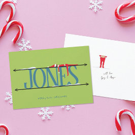 Elf Shenanigans Namn Sign Teal & Grönt jul Julkort