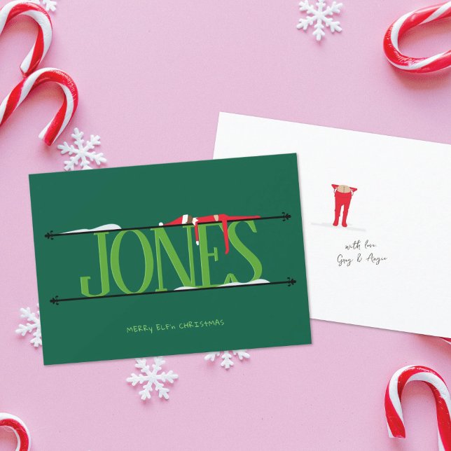 Elf Shenanigans Namn skriver under Hunter Grönt ju Julkort (Skapare uppladdad)