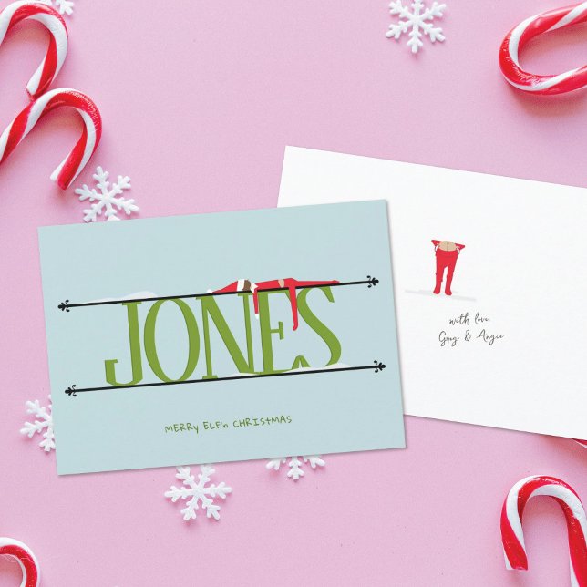 Elf Shenanigans Namn undertecknar Grönt och blå ju Julkort (Skapare uppladdad)