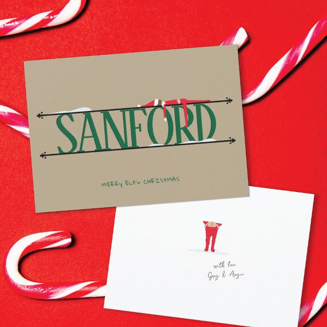 Elf Shenanigans Namn undertecknar Grönt och Tan-ju Julkort (Skapare uppladdad)