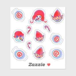 Elf Snögubbe Peppermint Candy jul Klistermärken