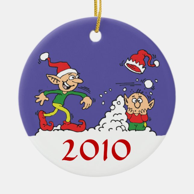 Elf Snowball Fight Ornament (Framsidan)