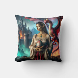 Elf som håller ett dragägg kudde