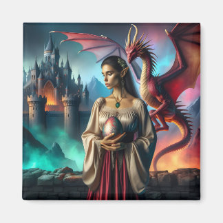 Elf som håller ett dragägg magnet