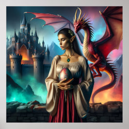 Elf som håller ett dragägg poster