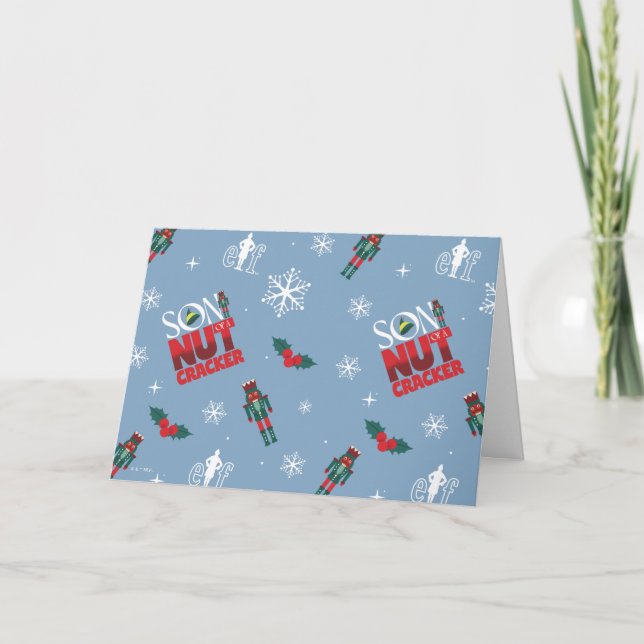 Elf "Son till Nutcracker" Winter Mönster Helgkort (Framsida)