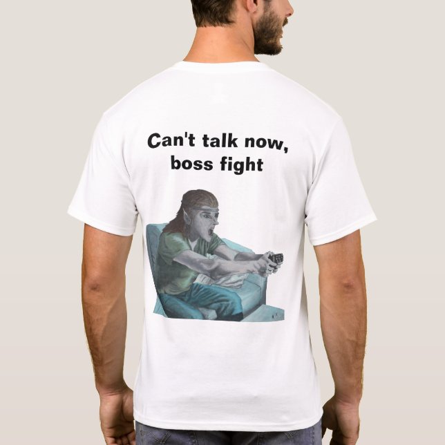 Elf spelar videospel Fantasy Art T-Shirt (Baksida)