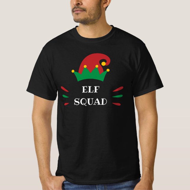 Elf Squad | Anpassningsbar jul-tomte-citat T Shirt (Framsida)