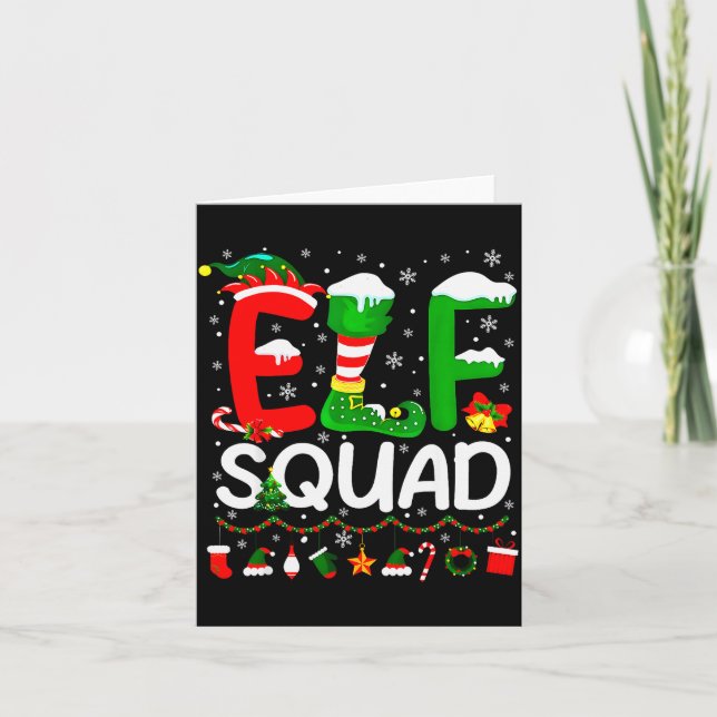 Elf Squad Christmas Family Matching Xmas Elf Pajam Kort (Framsida)