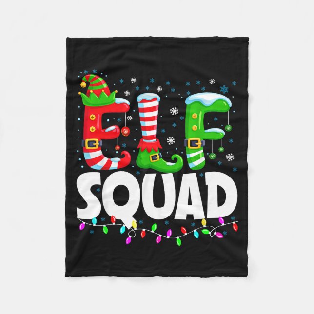 Elf Squad Christmas Family Matching Xmas Pajamas  Fleecefilt (Framsidan)