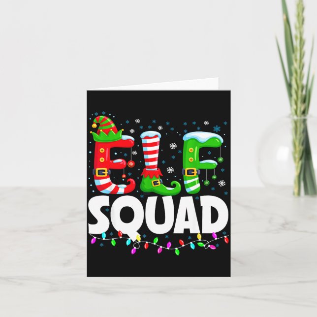 Elf Squad Christmas Family Matching Xmas Pajamas  Kort (Framsida)