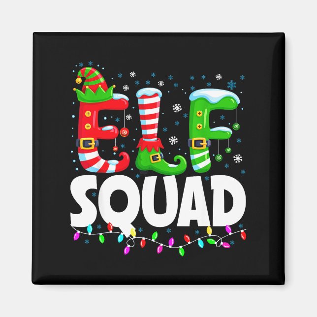 Elf Squad Christmas Family Matching Xmas Pajamas  Magnet (Framsidan)