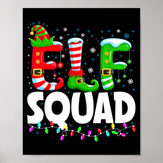 Elf Squad Christmas Family Matching Xmas Pajamas  Poster (Framsidan)