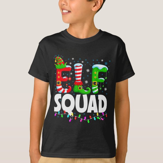 Elf Squad Christmas Family Matching Xmas Pajamas  T Shirt (Framsida)