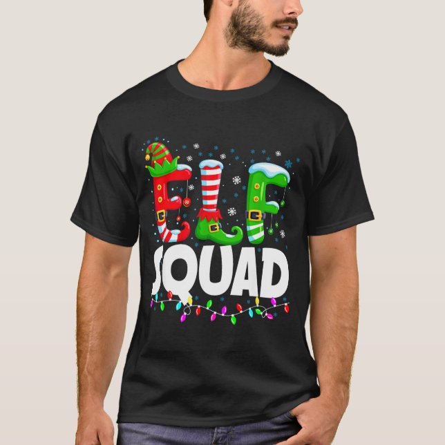 Elf Squad Christmas Family Matching Xmas Pajamas  T Shirt (Framsida)