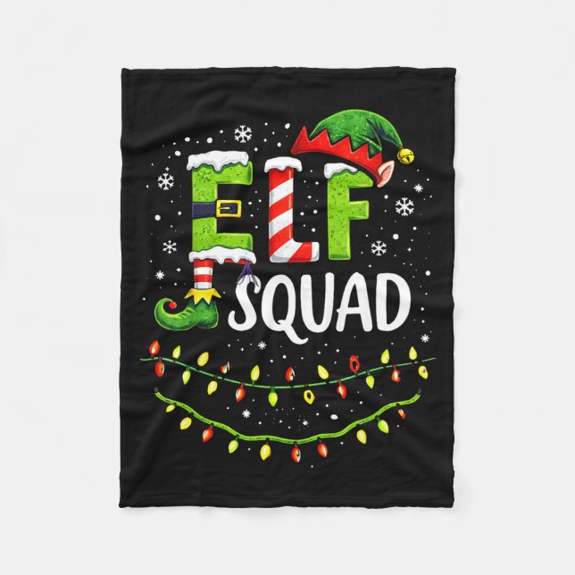Elf Squad Christmas Lights Matching Holiday Crew  Fleecefilt (Framsidan)