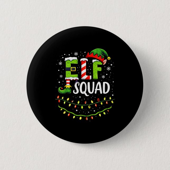 Elf Squad Christmas Lights Matching Holiday Crew  Knapp (Framsida)