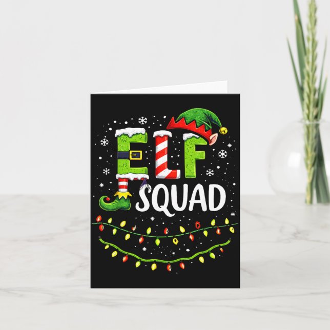 Elf Squad Christmas Lights Matching Holiday Crew  Kort (Framsida)