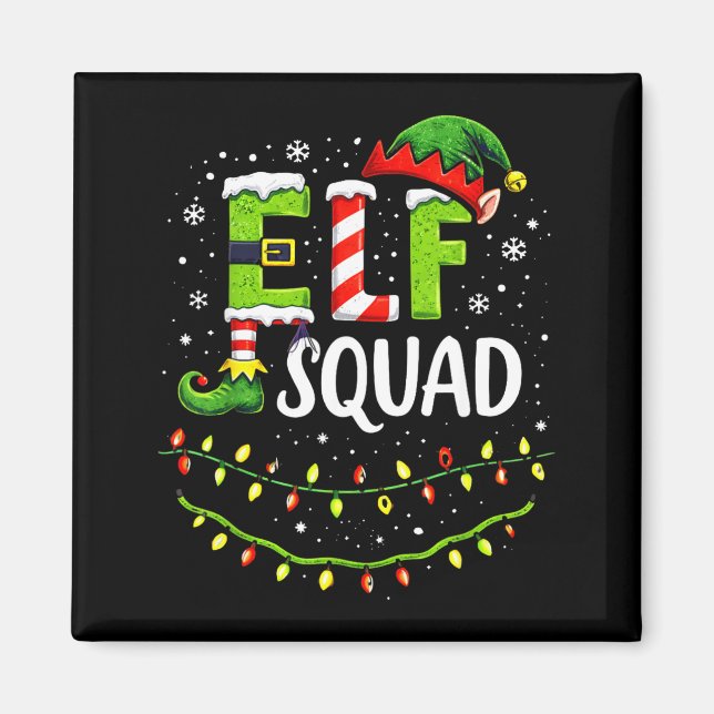 Elf Squad Christmas Lights Matching Holiday Crew  Magnet (Framsidan)