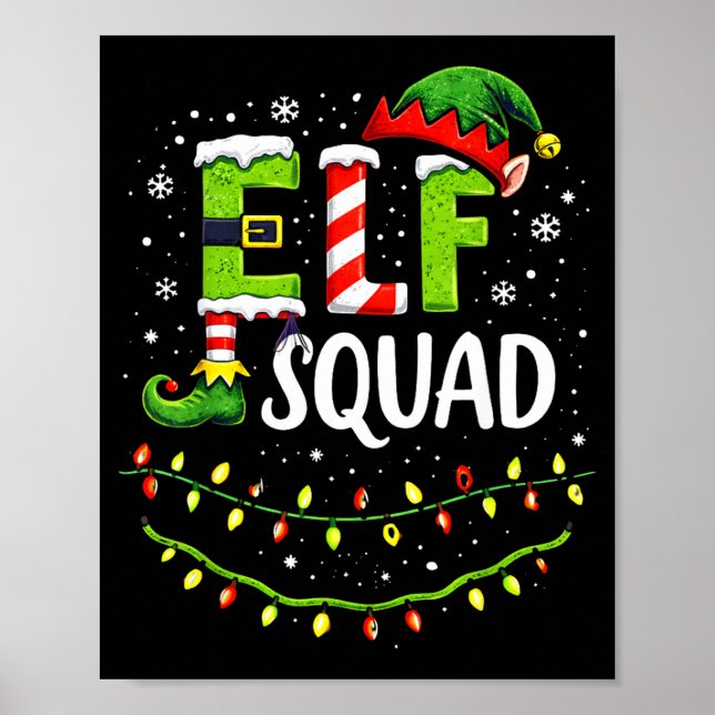 Elf Squad Christmas Lights Matching Holiday Crew  Poster (Framsidan)