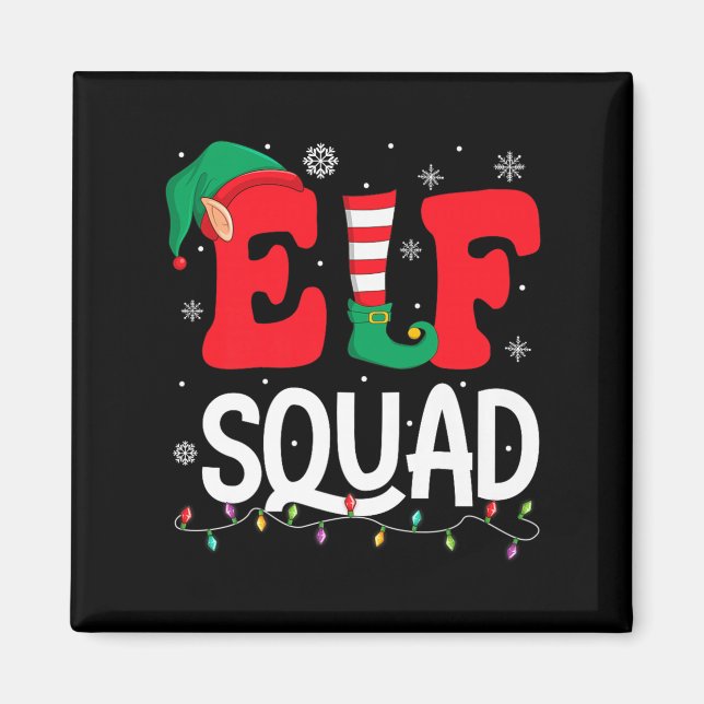 Elf Squad Christmas Matching Family Group Elf Xmas Magnet (Framsidan)