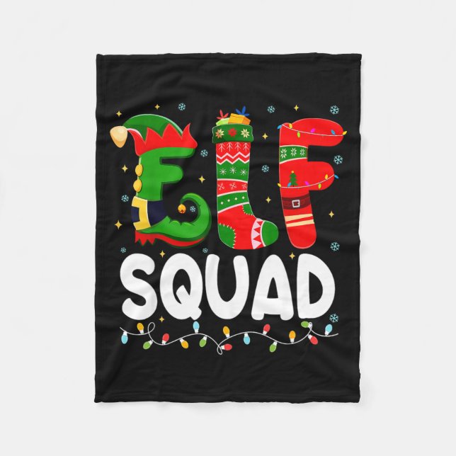 Elf Squad Family Christmas Matching Pajamas Xmas T Fleecefilt (Framsidan)