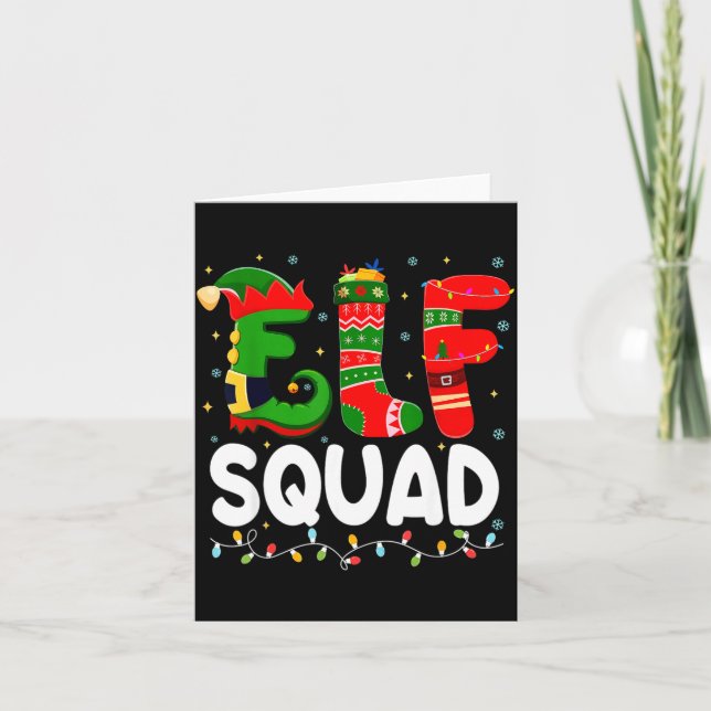 Elf Squad Family Christmas Matching Pajamas Xmas T Kort (Framsida)
