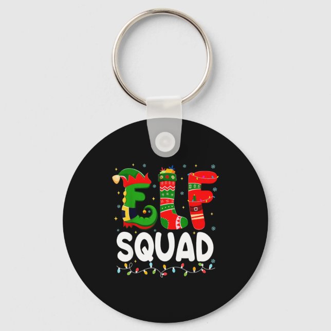 Elf Squad Family Christmas Matching Pajamas Xmas T Nyckelring (Framsida)