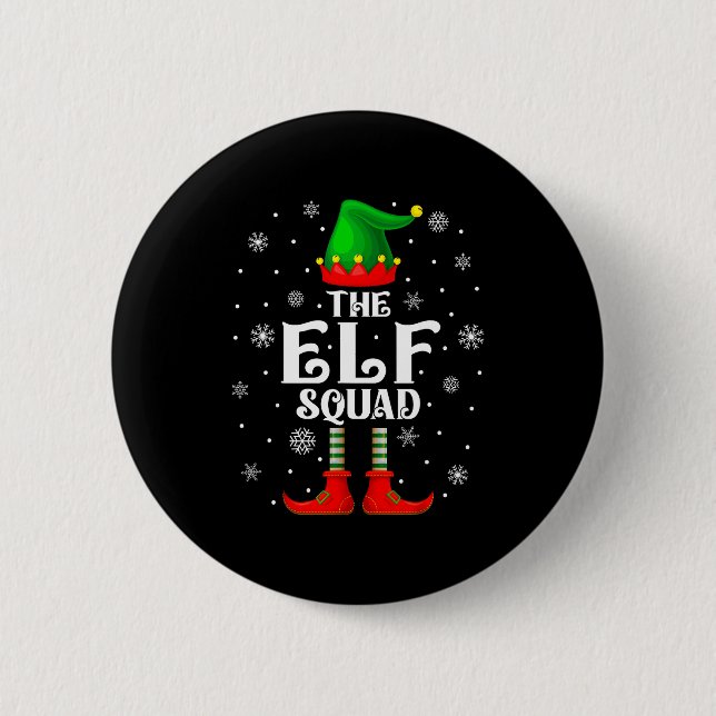 Elf Squad Family Matching Xmas Funny Christmas Vib Knapp (Framsida)