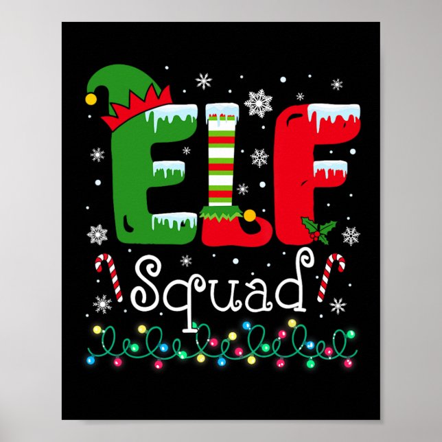 Elf Squad Funny Elf-familjens julmatchning Paja Poster (Framsidan)