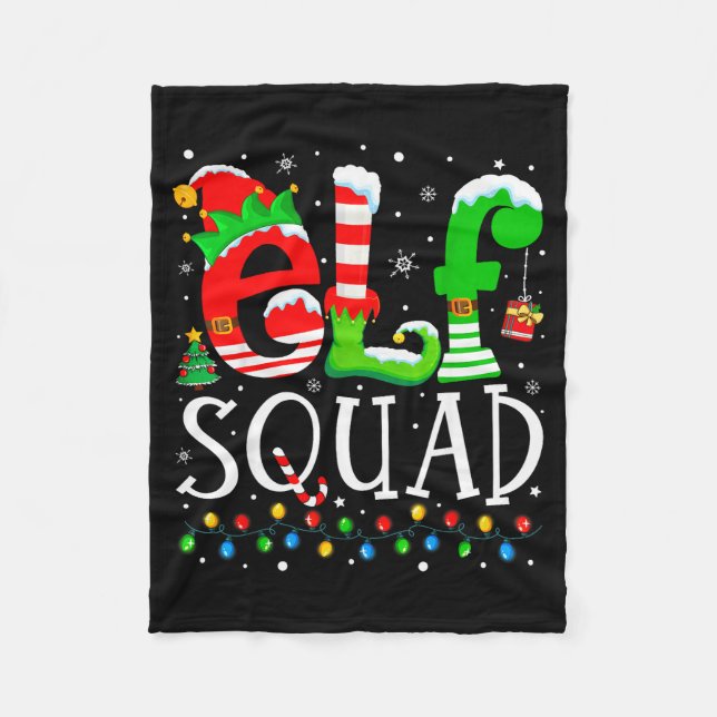 Elf Squad Funny Elf Family Christmas Matching Paja Fleecefilt (Framsidan)