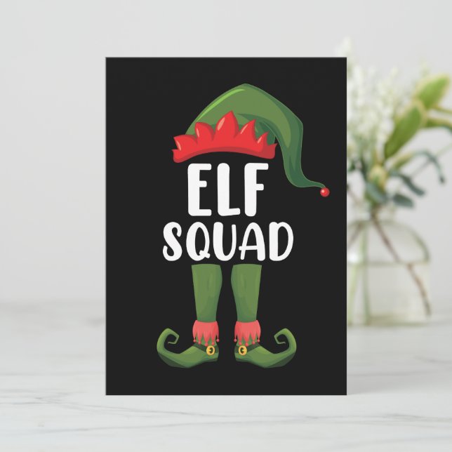 Elf Squad Funny Family Matchande jul Inbjudningar (Stående Fram)