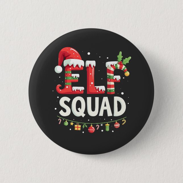 Elf Squad Funny matchande julutfall Knapp (Framsida)