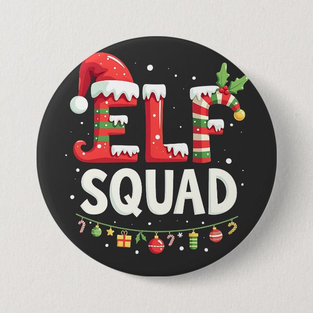 Elf Squad Funny matchande julutfall Knapp (Framsida)