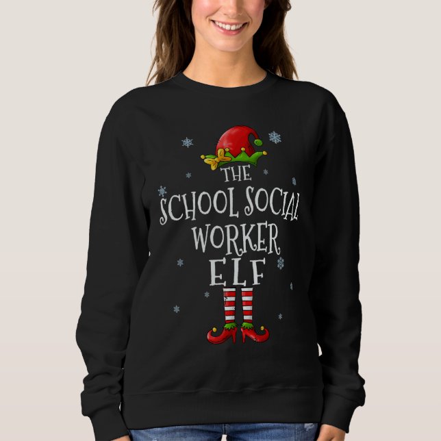 Elf Squad Funny Matching, Social-arbetaren T Shirt (Framsida)