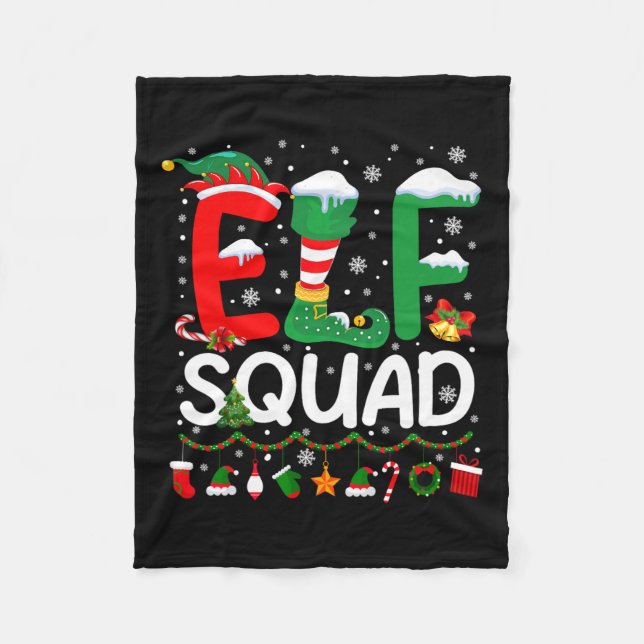 Elf Squad jul-familjen Matching Pajamas Kids F Fleecefilt (Framsidan)