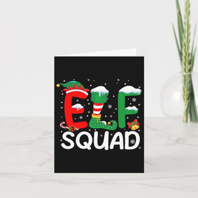 Elf Squad jul-familjen Matching Pajamas Kids F Kort (Framsida)