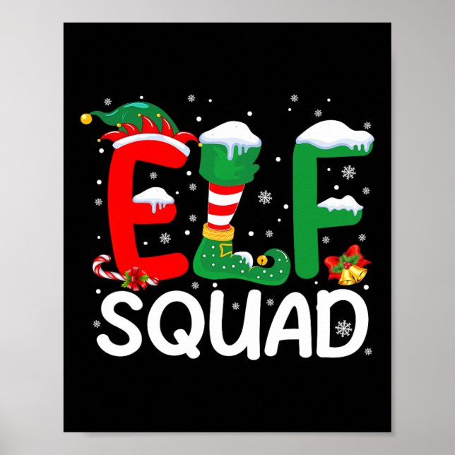 Elf Squad jul-familjen Matching Pajamas Kids F Poster (Framsidan)