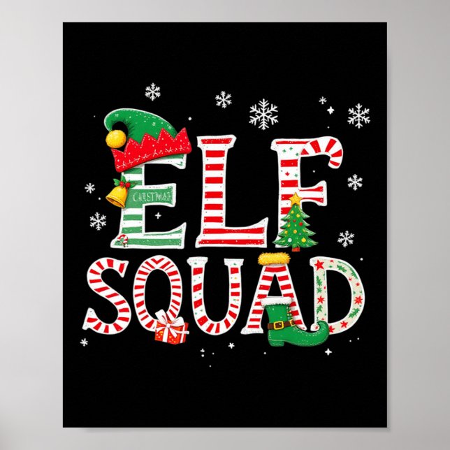 Elf Squad jul-familjen Matching Pajamas Kids F Poster (Framsidan)