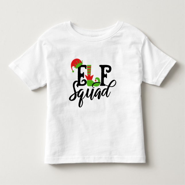 Elf Squad Modern Typography-Helgdagar, julafton T Shirt (Framsida)