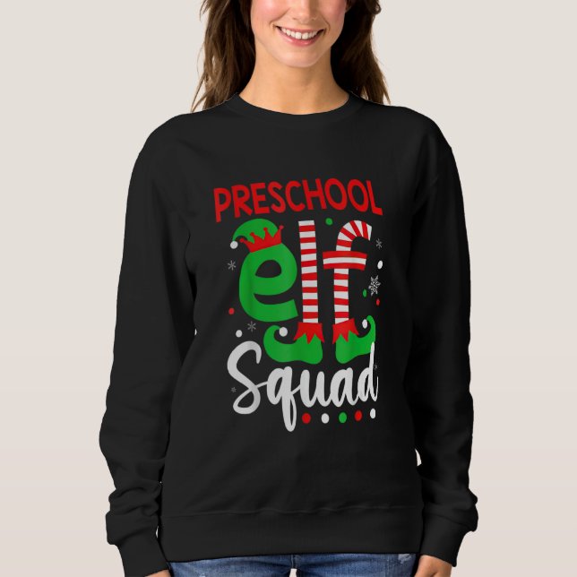 Elf Squad Preschool Teacher Christmas  Men Women X T Shirt (Framsida)