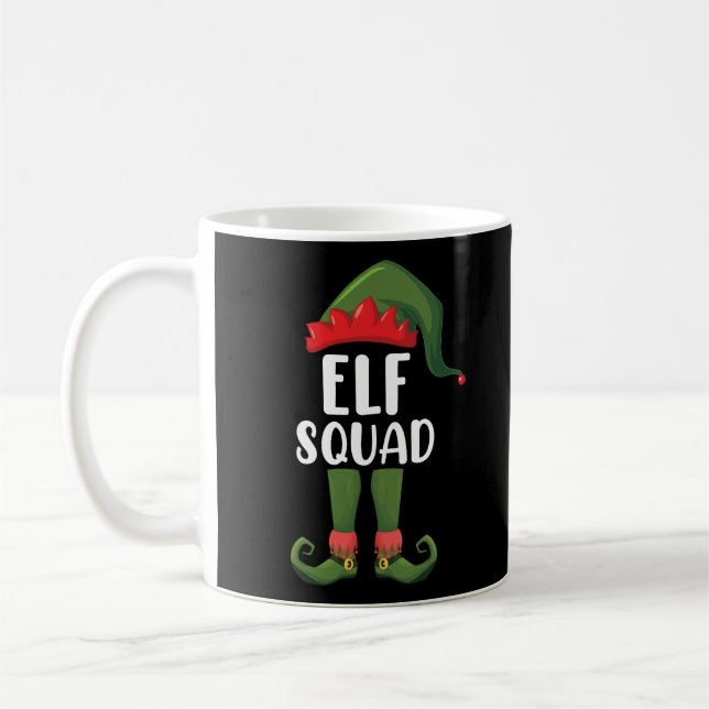Elf Squad Rolig Familj Matchande Jul  Kaffemugg (Vänster)