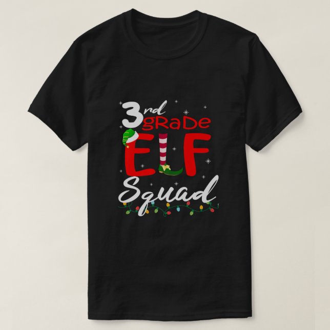 Elf Squad Third Grade Christmas Teacher Top Premiu T Shirt (Design framsida)
