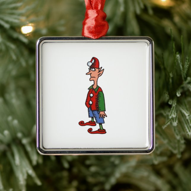 Elf Standing At Attention square premium ornament (Träd)