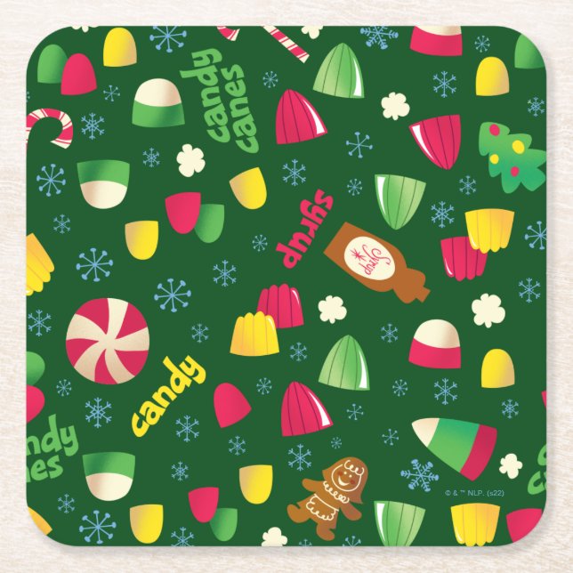 Elf the Movie Candy Mönster Underlägg Papper Kvadrat (Framsidan)